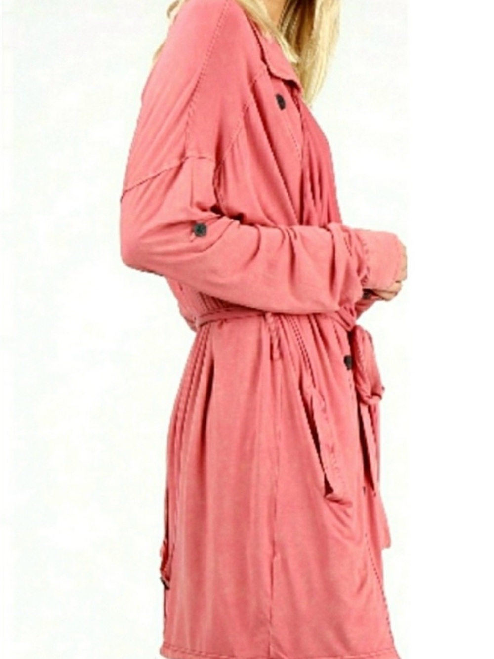 POL Waterfall Open Front Duster Kimono with Tie Belt